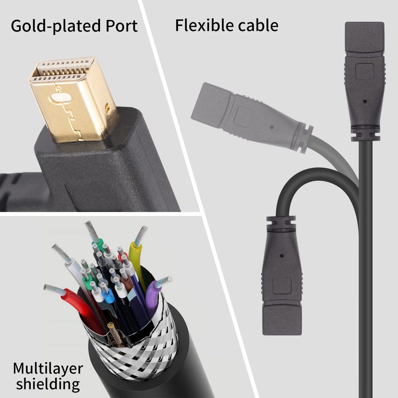 Duttek Mini DisplayPort Cable, 90 Degree Right Angled Mini DisplayPort Male to Mini DisplayPort DP Female Extension Cable for iMac & LED Cinema Display 30 CM/12 Inch - Image 5